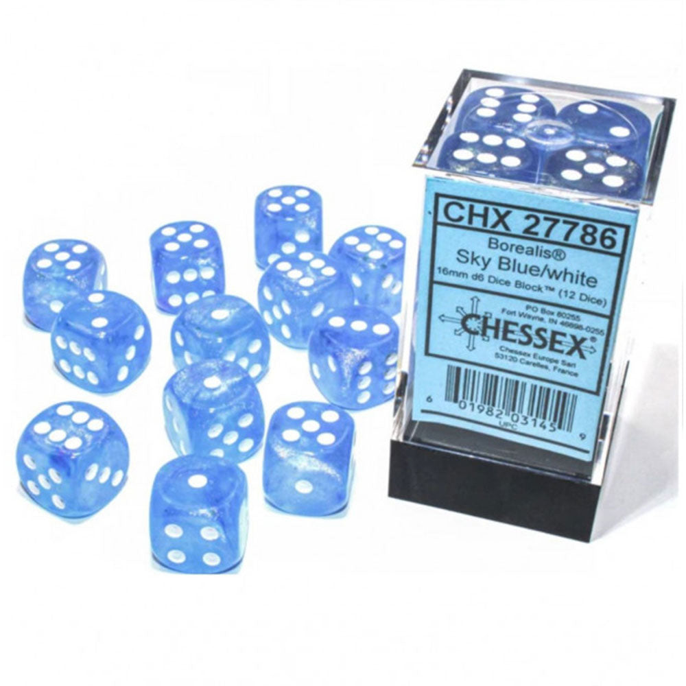 Borealis Chessex 12mm D6 Luminary Würfelblock