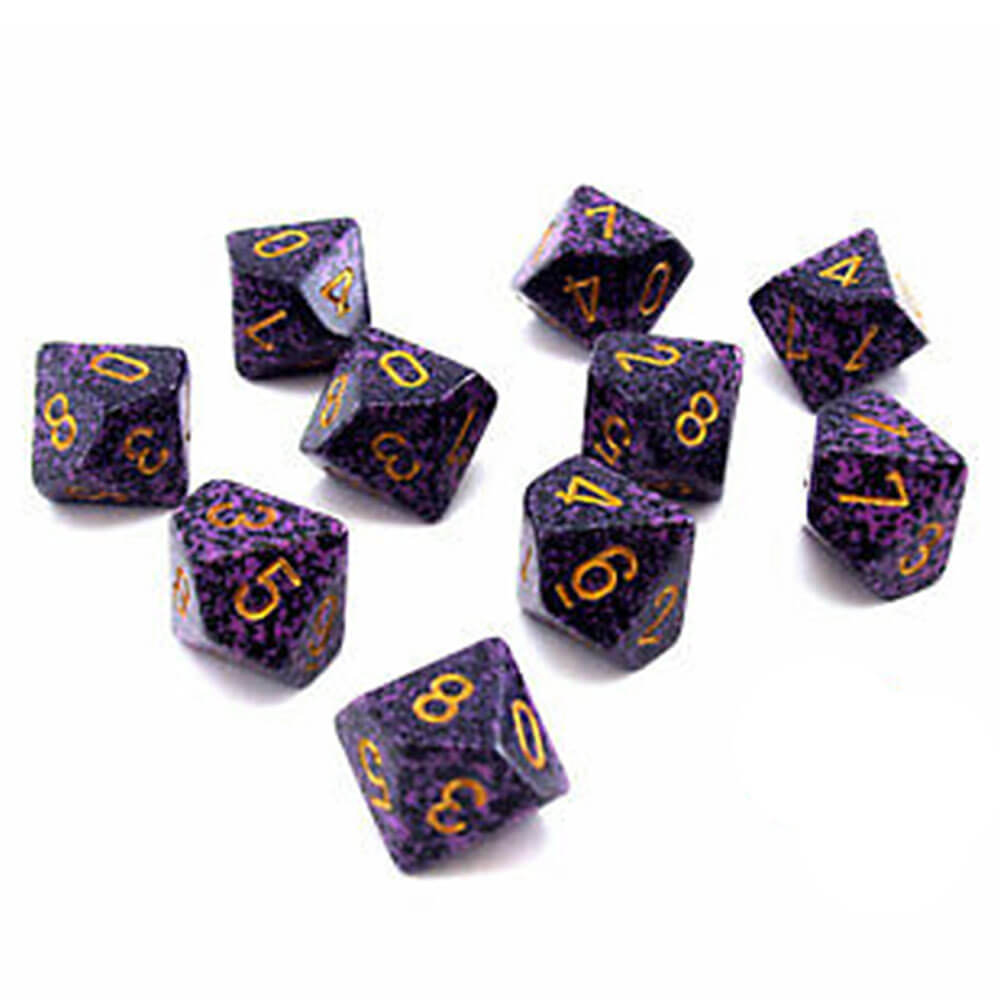 Chessex D10 Polyedrisches Set mit 10 gesprenkelten Würfeln