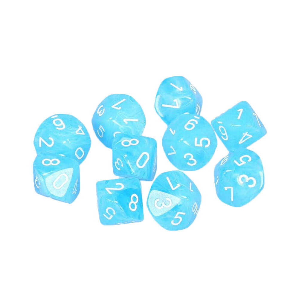 Chessex D10 Polyedrisches Cirrus-Set mit 10 Würfeln