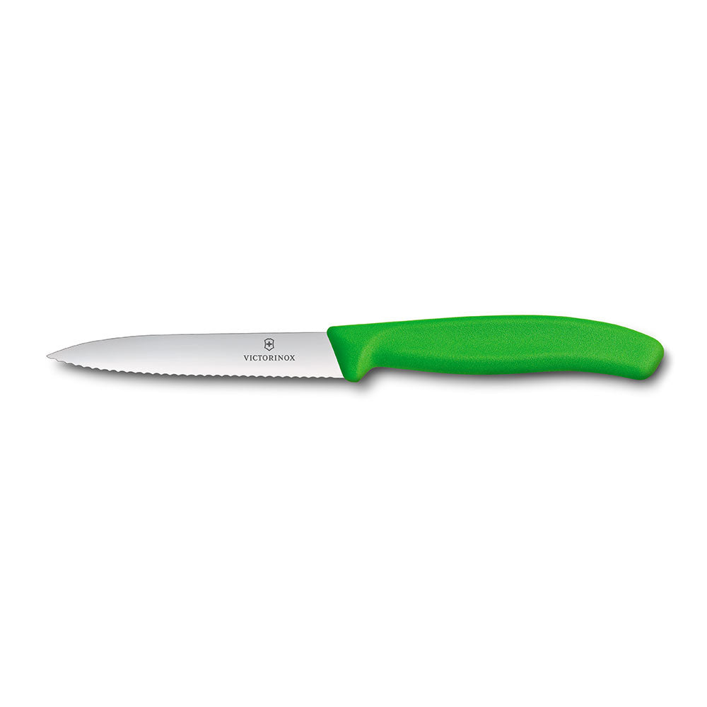 Victorinox Schälmesser mit spitzer Klinge und Wellenkante, 10 cm