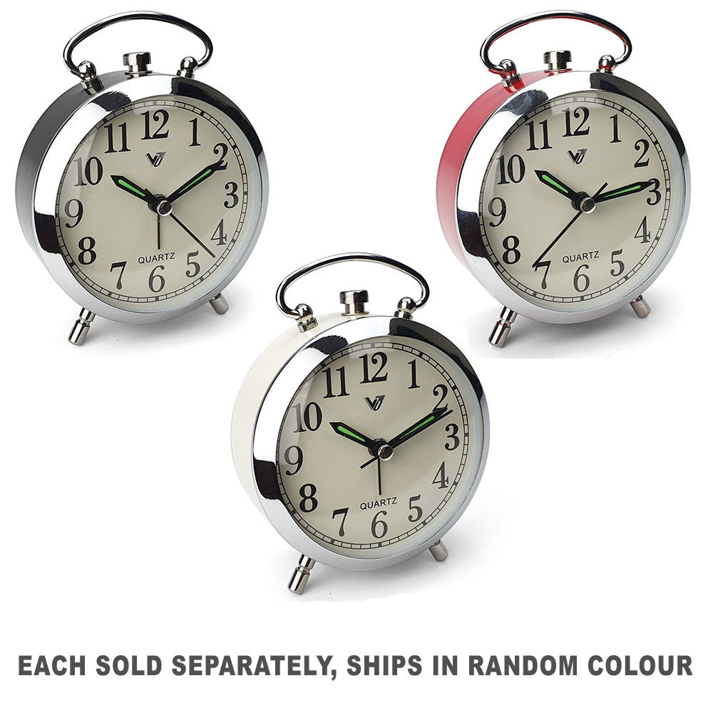 Runder Wecker mit glänzendem Metallrahmen