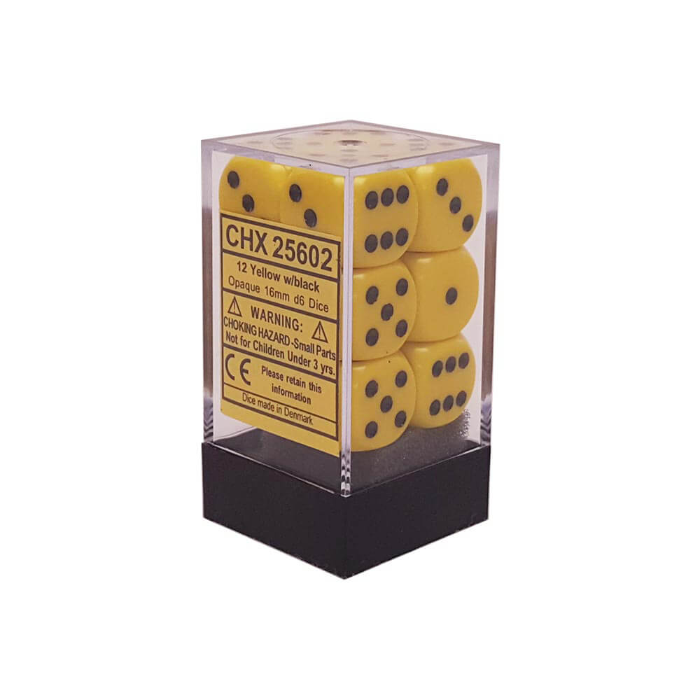 D6 Würfel undurchsichtig 16 mm (12 Würfel)