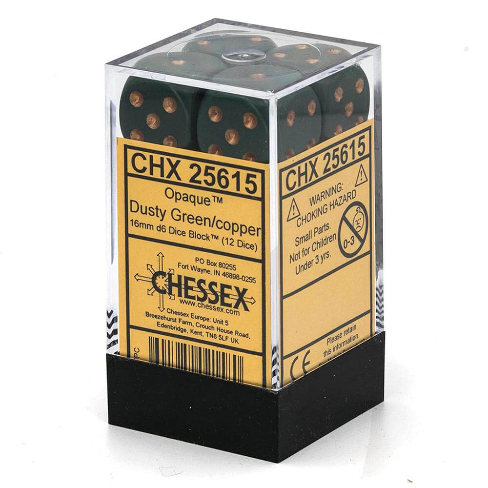 D6 Würfel undurchsichtig 16 mm (12 Würfel)