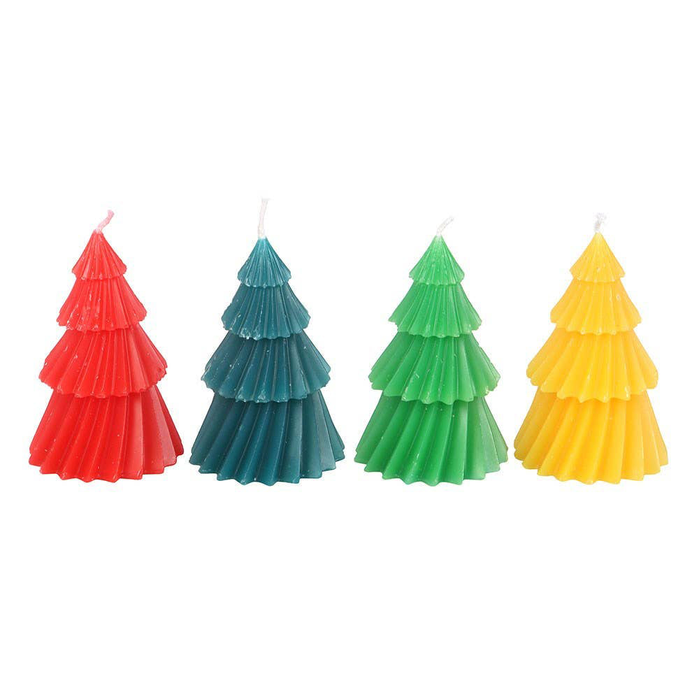 Colourful Christmas Tree Candles (Set of 4)