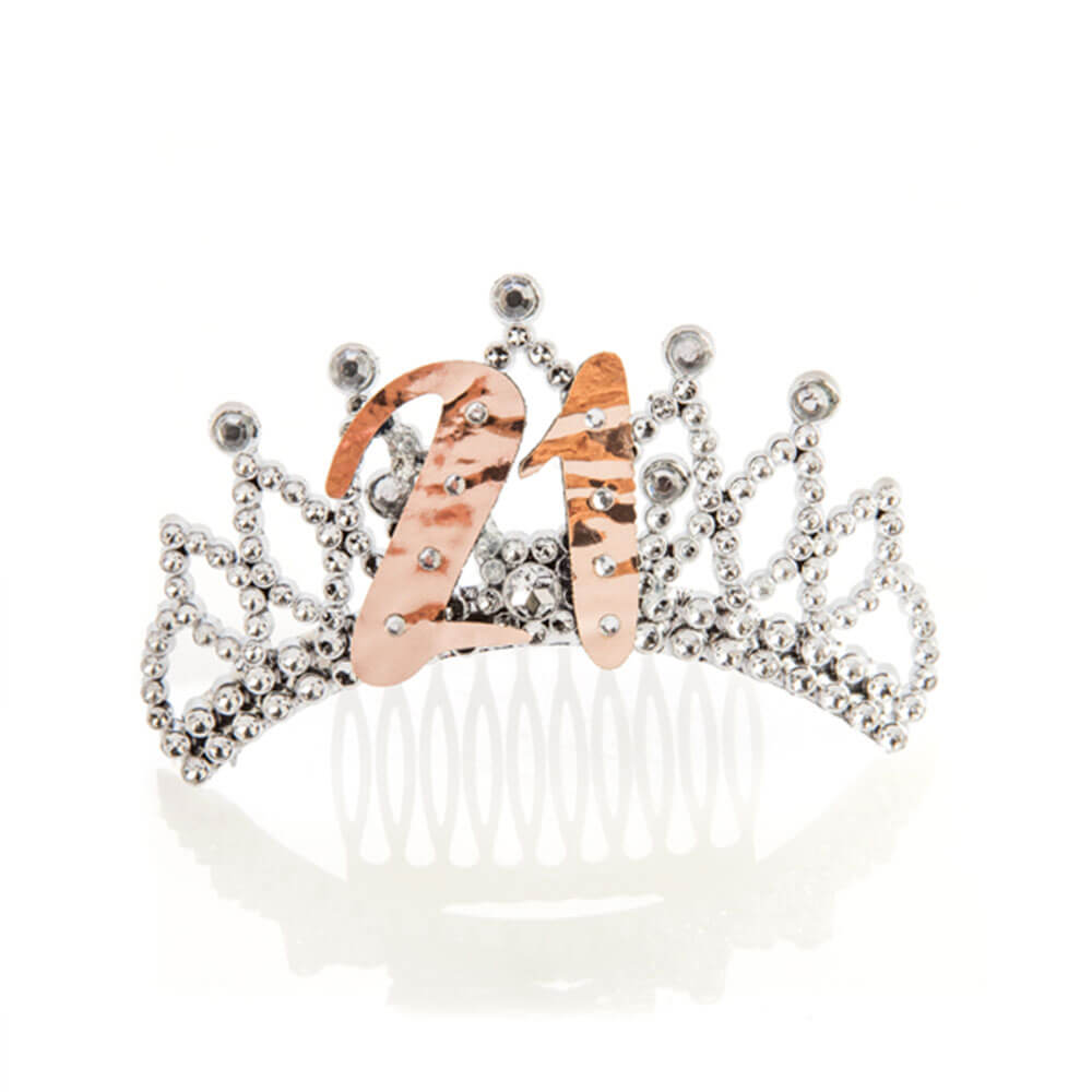 Tiara aus Roségold und Silber