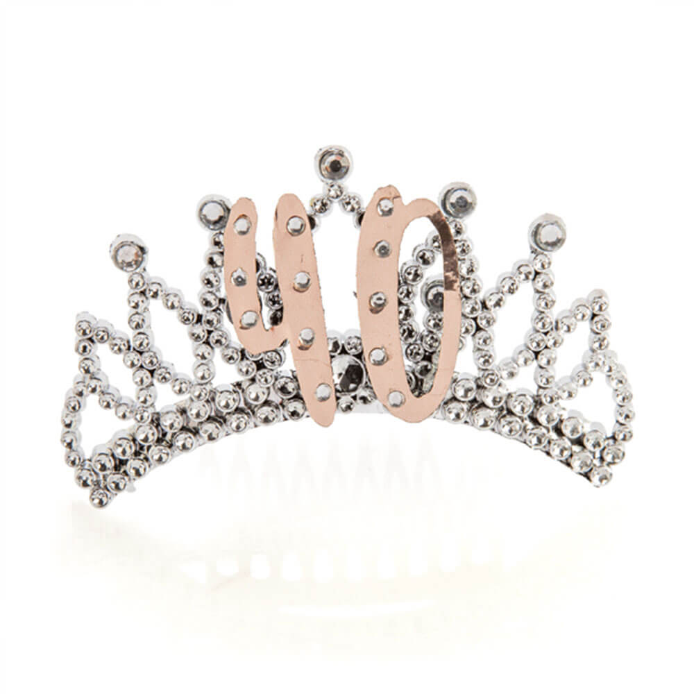 Tiara aus Roségold und Silber