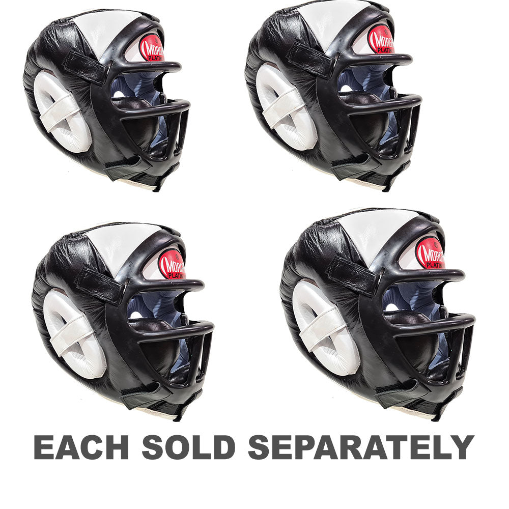 Morgan Leather Head Guard w/ ABX Plastic Removable Grill (B/W)