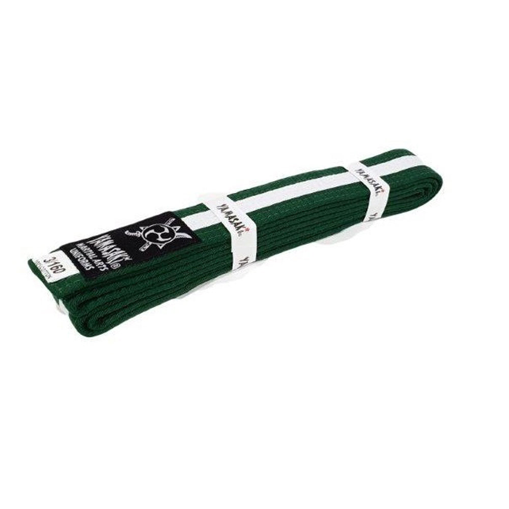 Yamasaki Coloured Martial Arts Belts with White Stripe (Green)