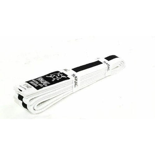 Yamasaki White Martial Arts Belts with Black Stripe