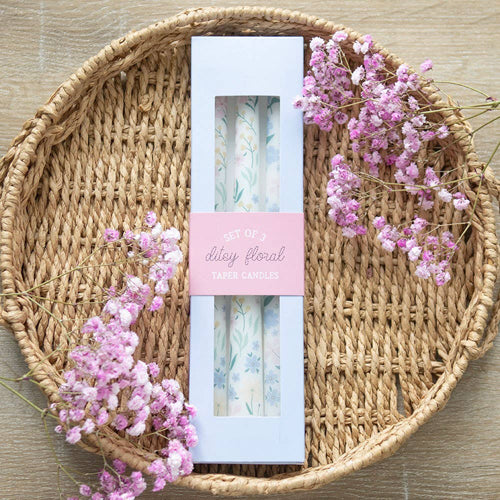Ditsy Floral Taper Candles (Set of 3)