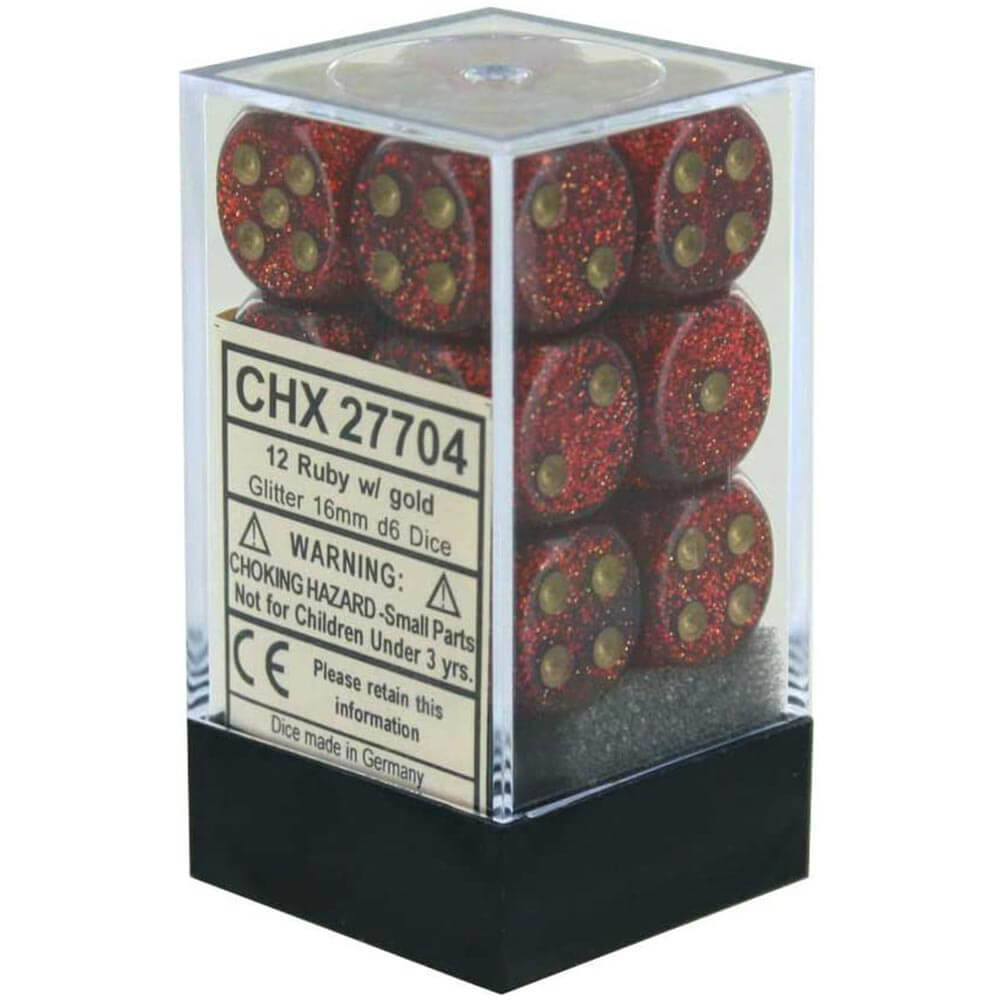 D6 dados brillo 16 mm (12 dados)