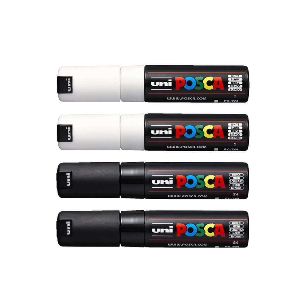 UNI POSCA 8MM TIP MARKER ASSORTIT (4PK)